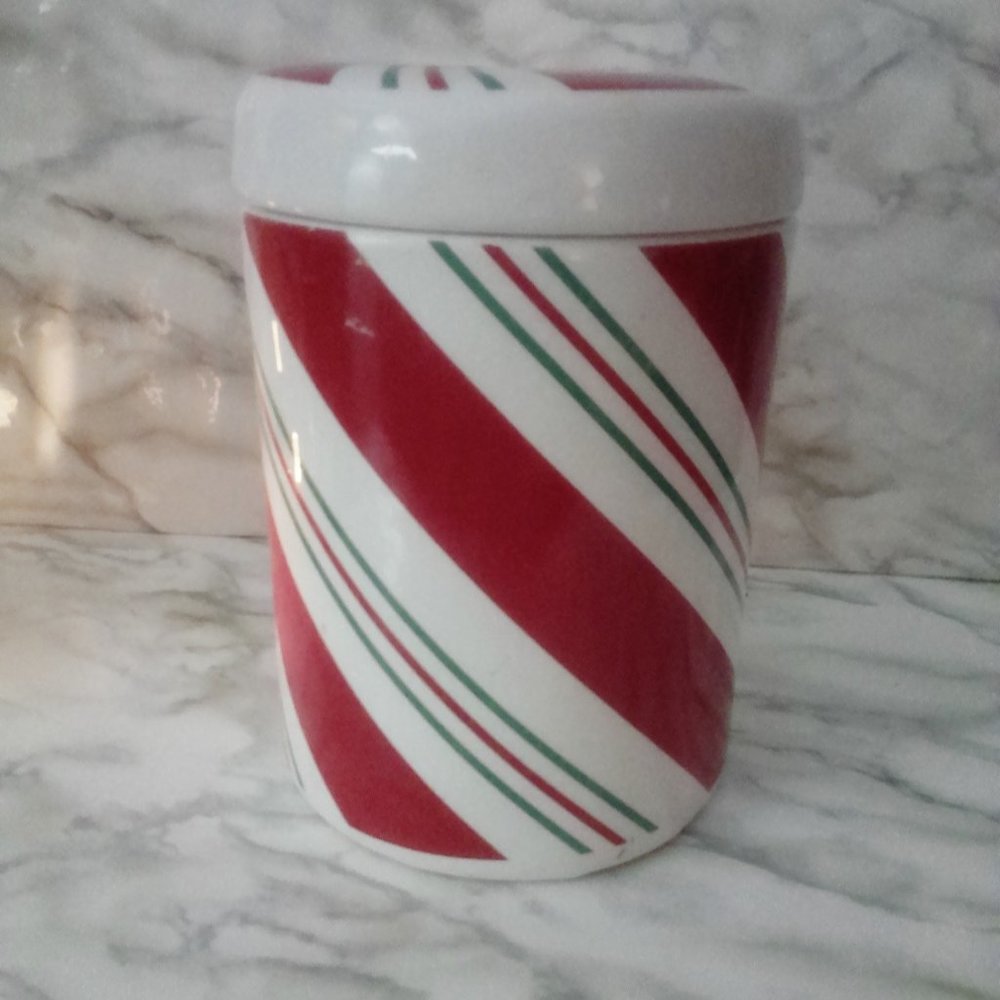 VTG TELEFLORA CANDY STRIP GLASS CONTAINER